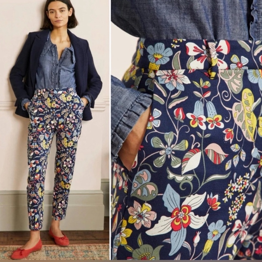 Boden Navy Floral Cigarette Pants